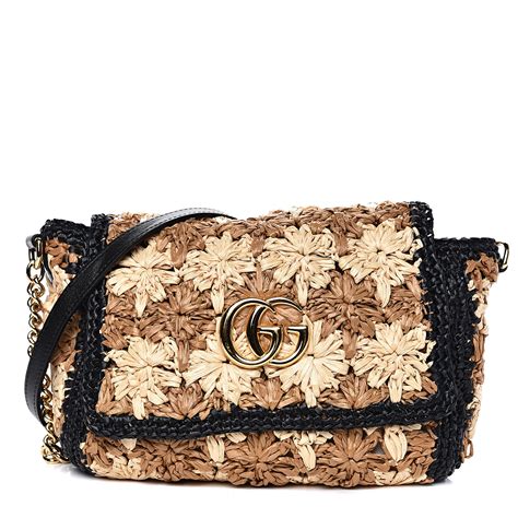 gucci's gg marmont raffia bags in beige and black|gucci marmont handbags.